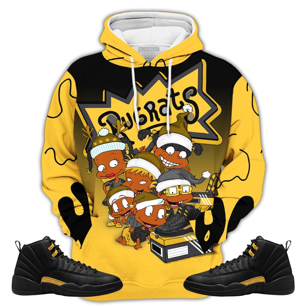 Dope Rugrats Kids Xmas Sneaker Shirt Match Black Taxi 12S, Jordan 12 Retro Black Taxi Hoodie Sweatshirt Tee All Over Print MKO Shirt