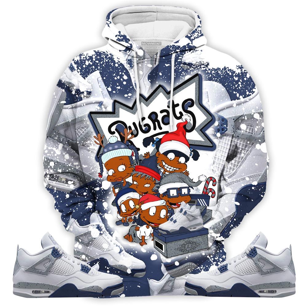 Dope Rugrats Kids Xmas Sneaker Shirt Match Midnight Navy 4S, Jordan 4 Retro Midnight Navy Hoodie Sweatshirt Tee All Over Print MKO Shirt