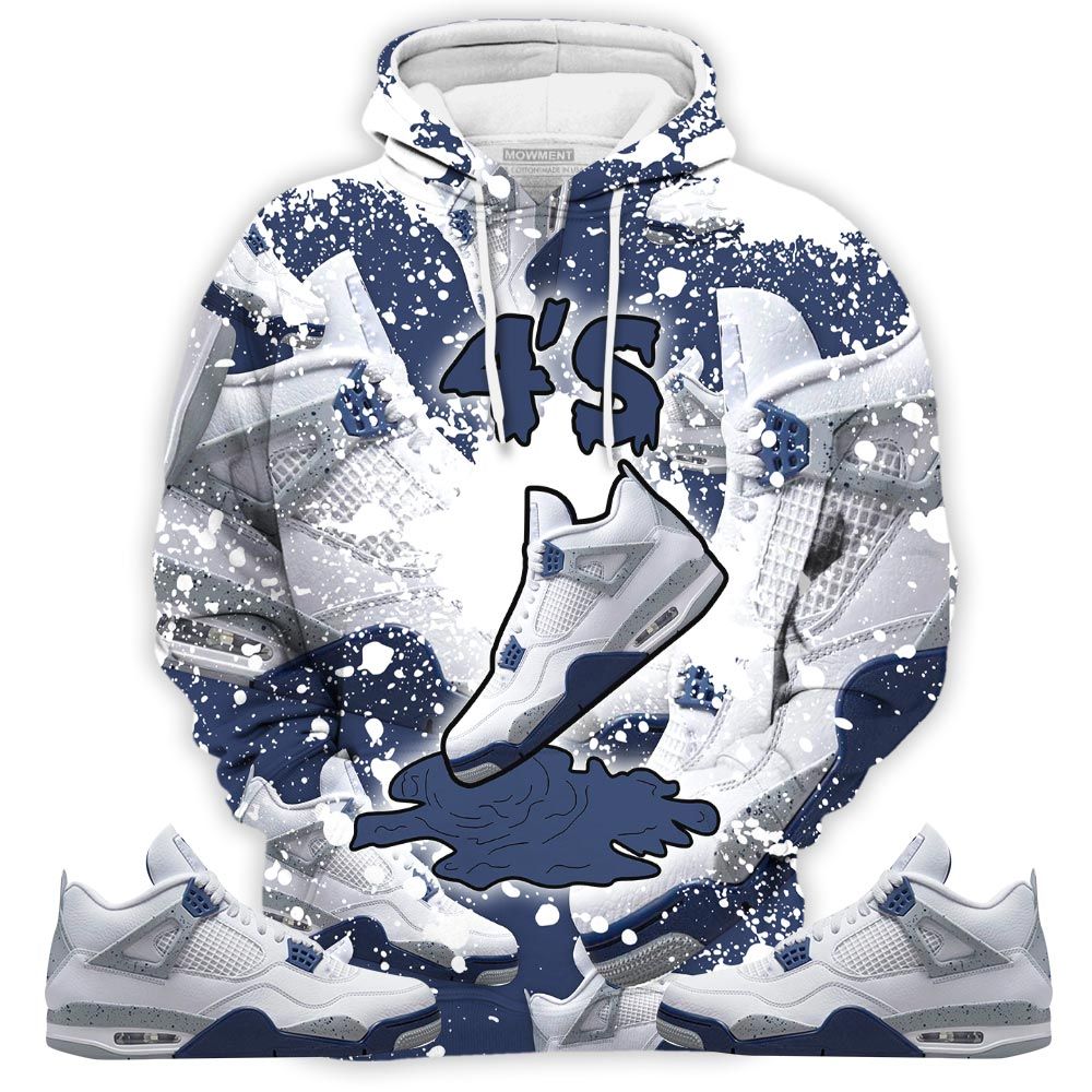 Dope Shoes Dripping Sneaker Shirt Match White Midnight Navy 4S, Jordan 4 Retro Midnight Navy Hoodie Sweatshirt Tee All Over Print MKO Shirt