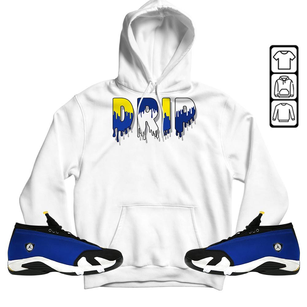 Drip Dripping Sneaker Shirt Match 2023 Blue Laney 14s, Jordan 14 Laney MKO T-Shirt