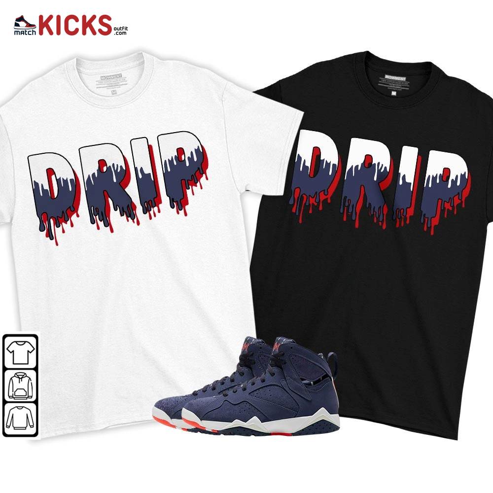 Drip Dripping Sneaker Shirt Match 7 Neutral Indigo, Jordan 7 Quai 54 MKO T-Shirt