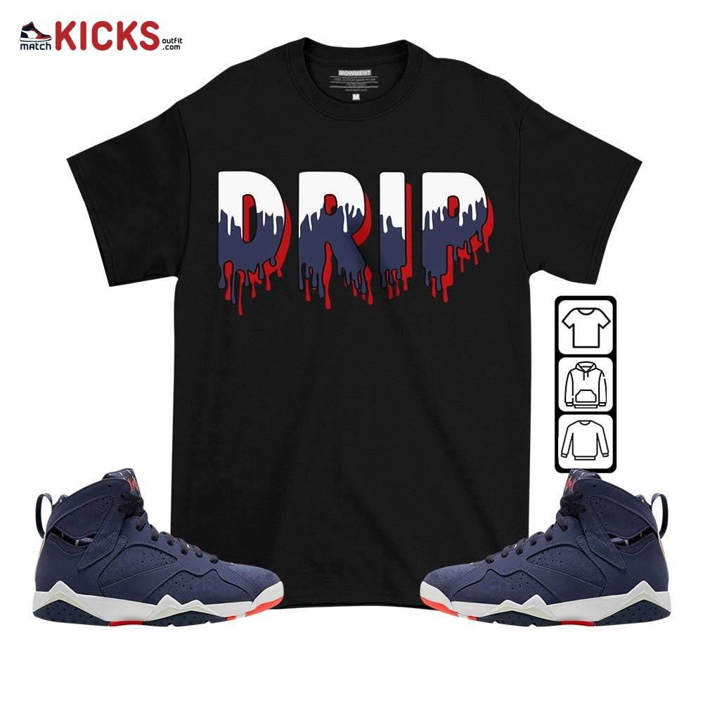 Drip Dripping Sneaker Shirt Match 7 Neutral Indigo, Jordan 7 Quai 54 MKO T-Shirt