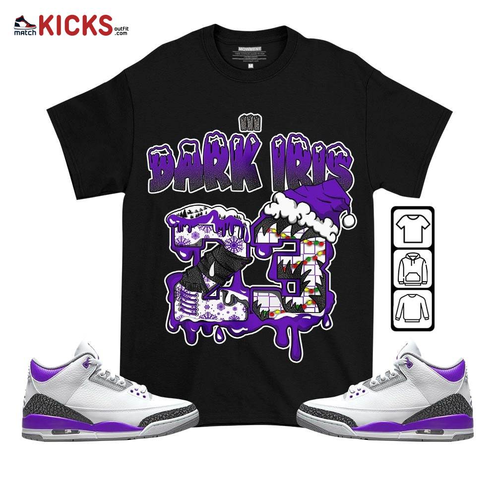 Drip Number 23 Noel Sneaker Shirt Match Dark Iris 3s, Jordan 3 Retro Dark Iris MKO T-Shirt