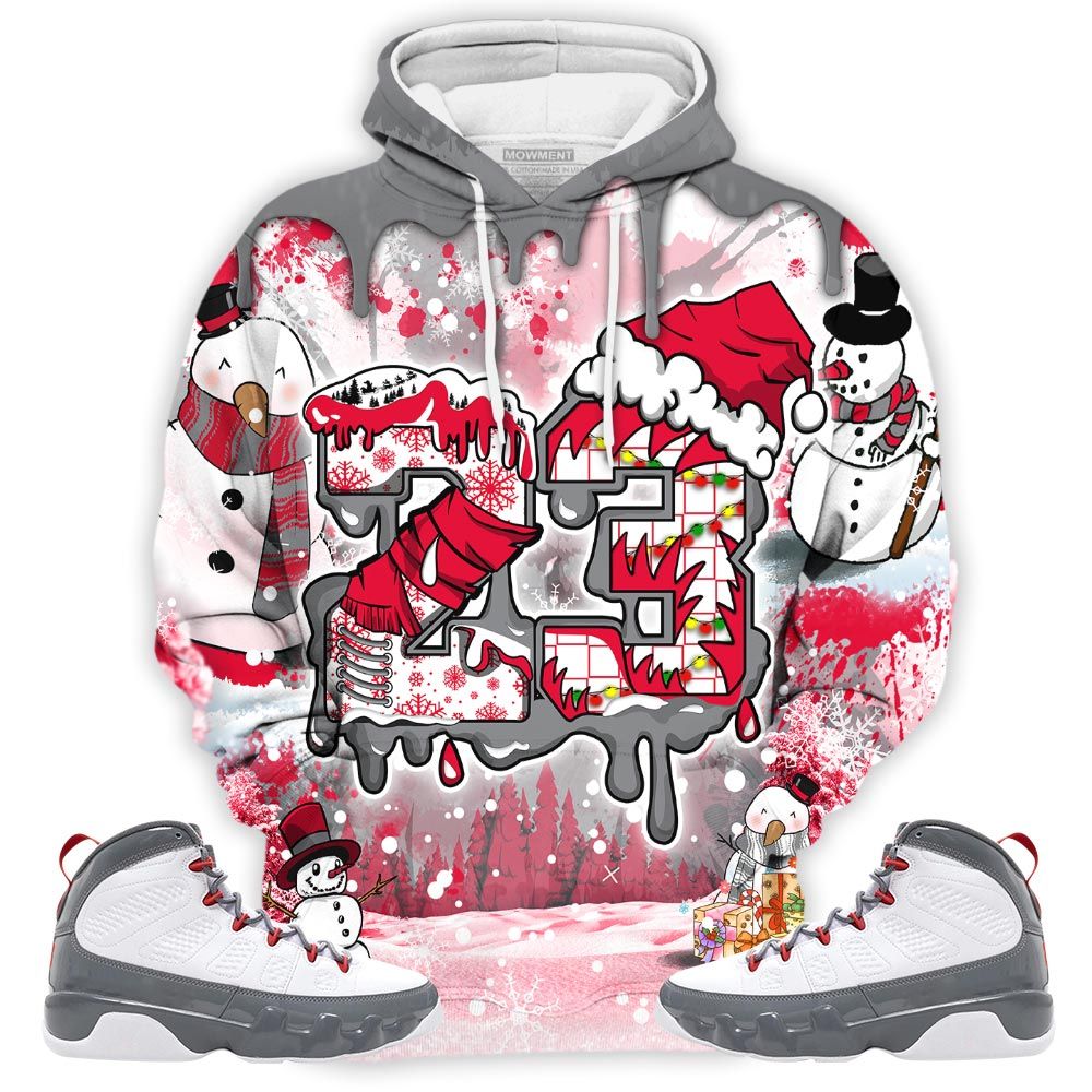 Drip Number 23 Noel Sneaker Shirt Match Fire Red 9S, Jordan 9 Retro Fire Red Hoodie Sweatshirt Tee All Over Print MKO Shirt