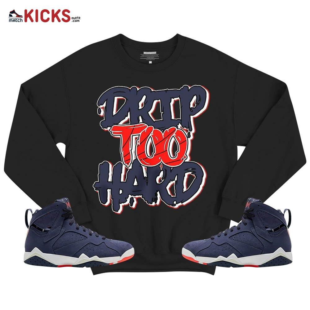 Drip Too Hard Sneaker Shirt Match 7 Neutral Indigo, Jordan 7 Quai 54 MKO T-Shirt Drip Too Hard Sneaker Shirt Match 7 Neutral Indigo, Jordan 7 Quai 54 MKO T-Shirt