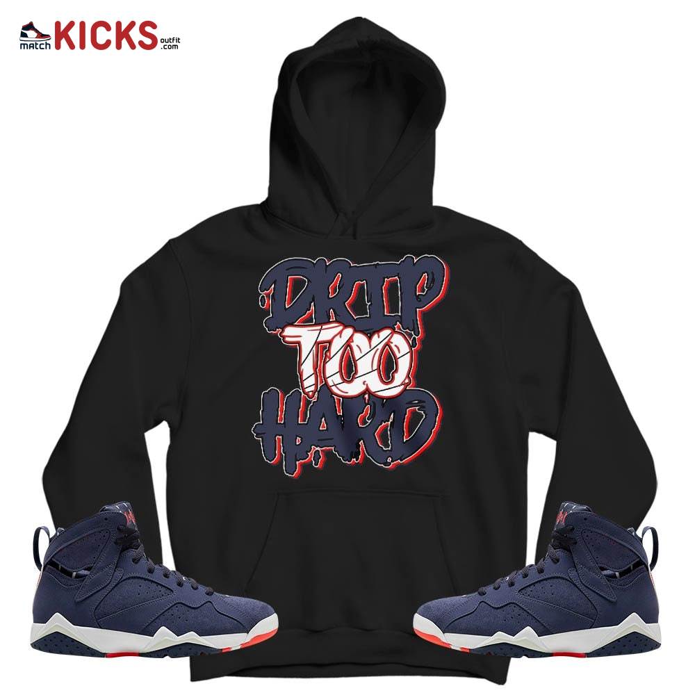 Drip Too Hard Sneaker Shirt Match 7 Neutral Indigo, Jordan 7 Quai 54 MKO T-Shirt Drip Too Hard Sneaker Shirt Match 7 Neutral Indigo, Jordan 7 Quai 54 MKO T-Shirt