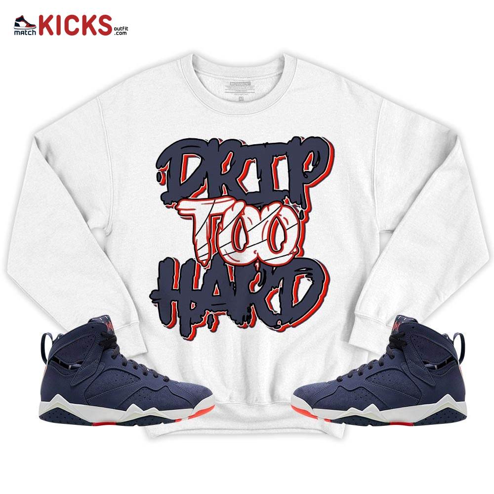 Drip Too Hard Sneaker Shirt Match 7 Neutral Indigo, Jordan 7 Quai 54 MKO T-Shirt Drip Too Hard Sneaker Shirt Match 7 Neutral Indigo, Jordan 7 Quai 54 MKO T-Shirt
