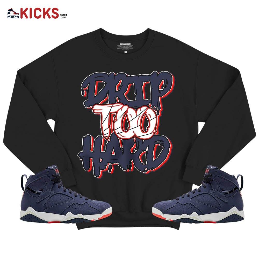 Drip Too Hard Sneaker Shirt Match 7 Neutral Indigo, Jordan 7 Quai 54 MKO T-Shirt Drip Too Hard Sneaker Shirt Match 7 Neutral Indigo, Jordan 7 Quai 54 MKO T-Shirt