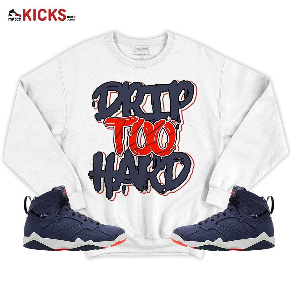 Drip Too Hard Sneaker Shirt Match 7 Neutral Indigo, Jordan 7 Quai 54 MKO T-Shirt Drip Too Hard Sneaker Shirt Match 7 Neutral Indigo, Jordan 7 Quai 54 MKO T-Shirt