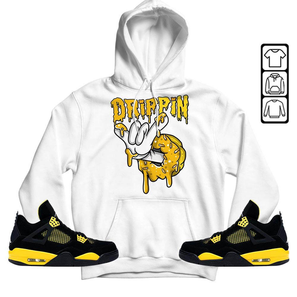 Drippin Donuts Sneaker Shirt Match 2023 Thunder 4s, Jordan Retro 4 Thunder MKO T-Shirt