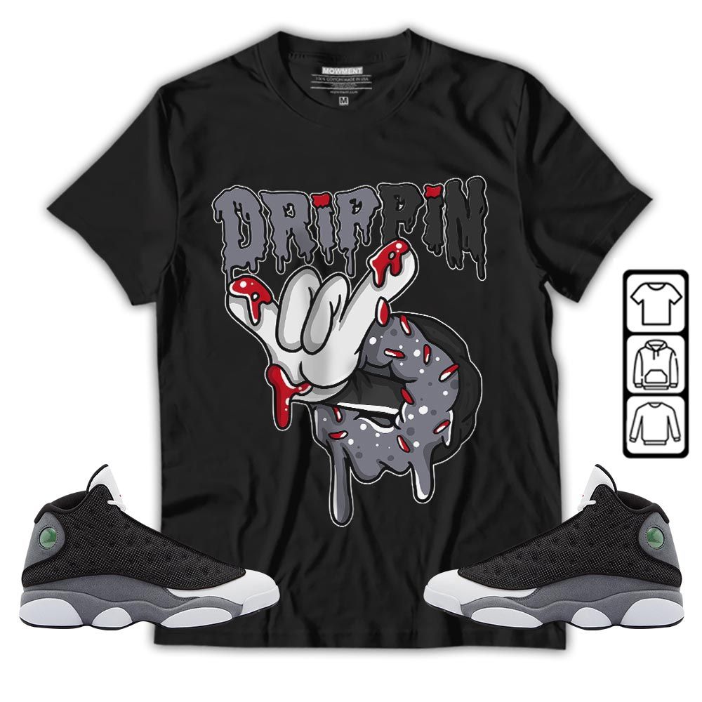 Drippin Donuts Sneaker Shirt Match Black Flint 13s, Jordan Retro 13 Black Flint MKO T-Shirt