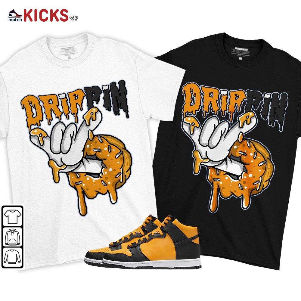 Drippin Donuts Sneaker Shirt Match Dunk Reverse Goldenrod, Dunk High Bruce Lee MKO T-Shirt Drippin Donuts Sneaker Shirt Match Dunk Reverse Goldenrod, Dunk High Bruce Lee MKO T-Shirt