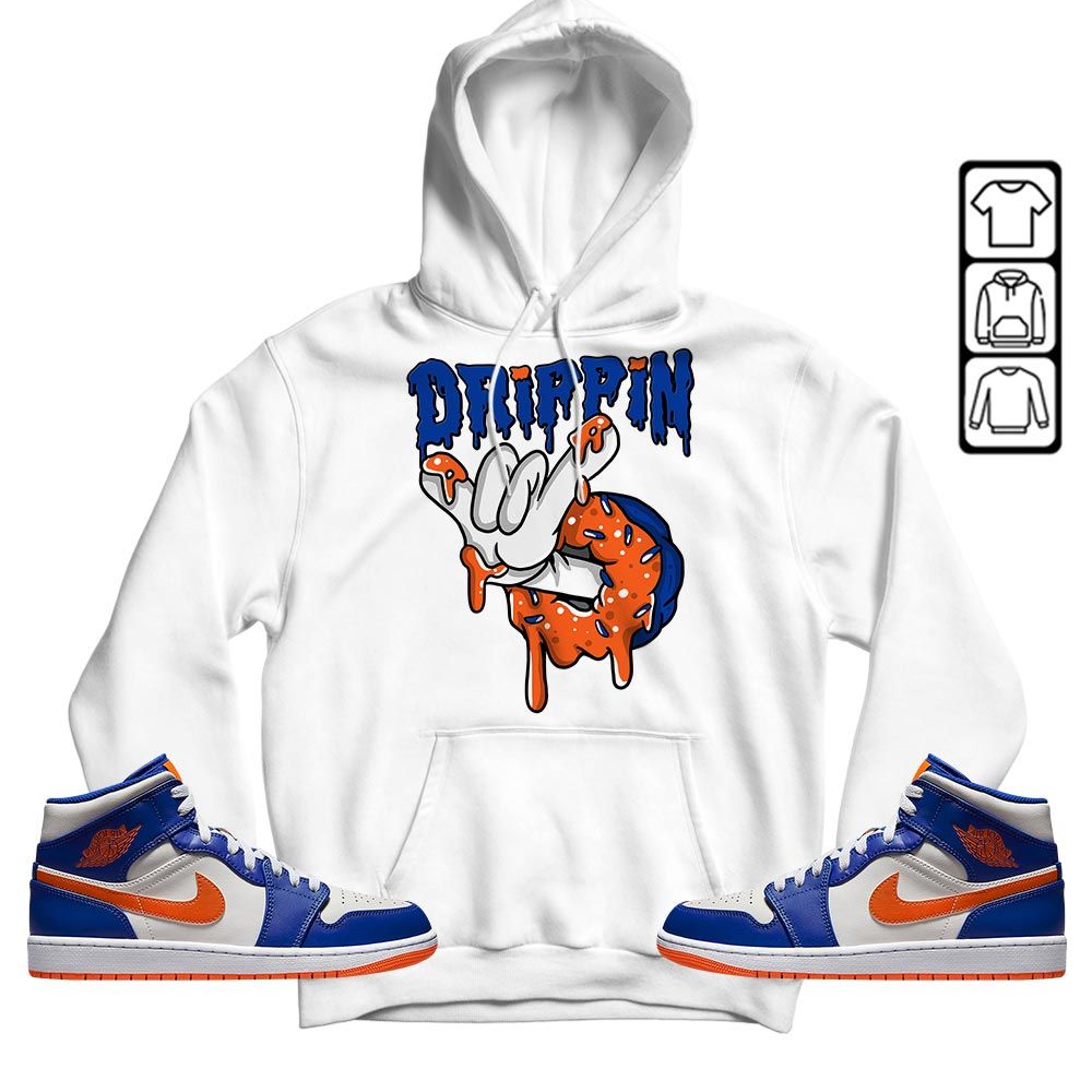 Drippin Donuts Sneaker Shirt Match Mid Knicks 1s, Jordan 1 Mid Knicks MKO T-Shirt