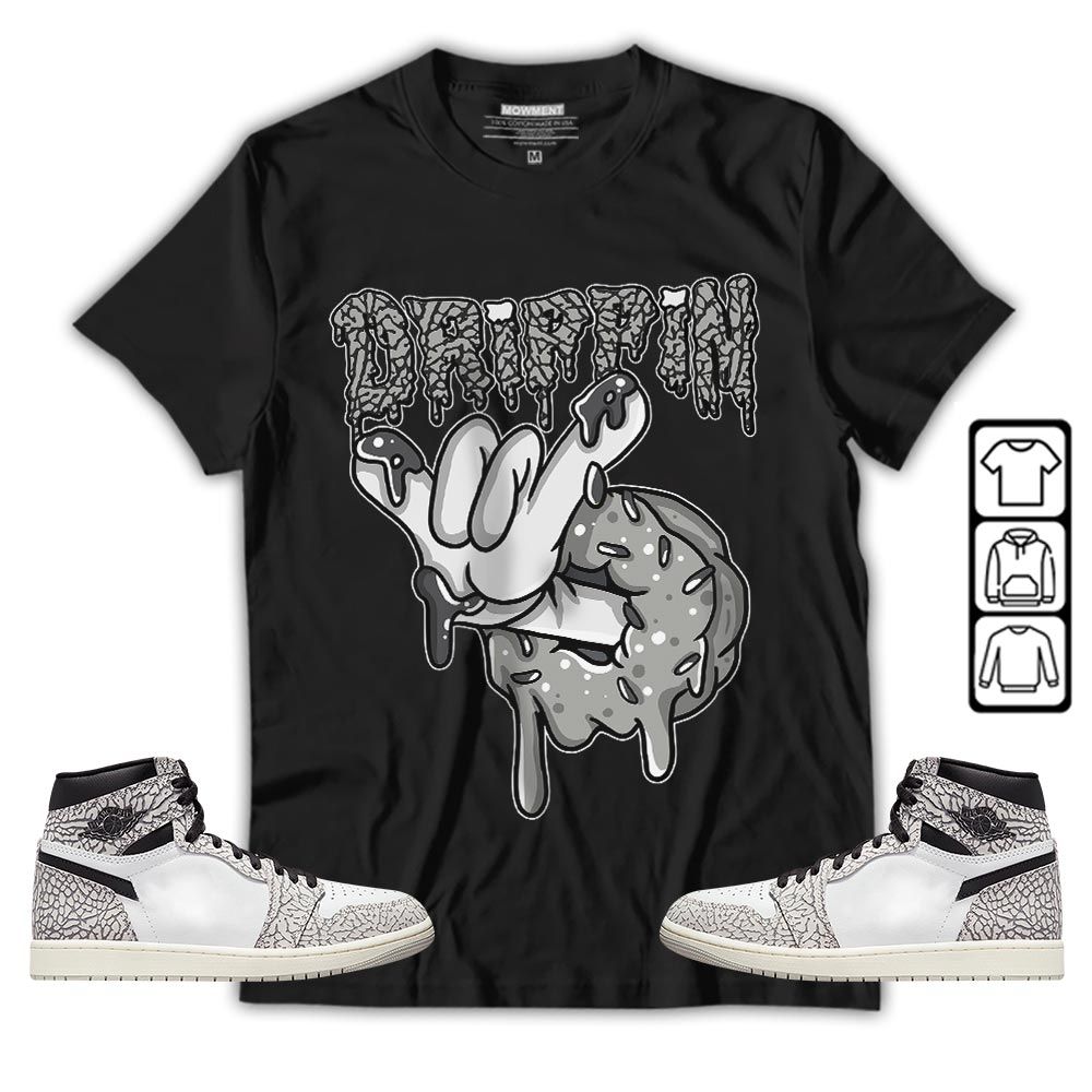 Drippin Donuts Sneaker Shirt Match OG Elephant 1s, Jordan 1 White Cement MKO T-Shirt Drippin Donuts Sneaker Shirt Match OG Elephant 1s, Jordan 1 White Cement MKO T-Shirt
