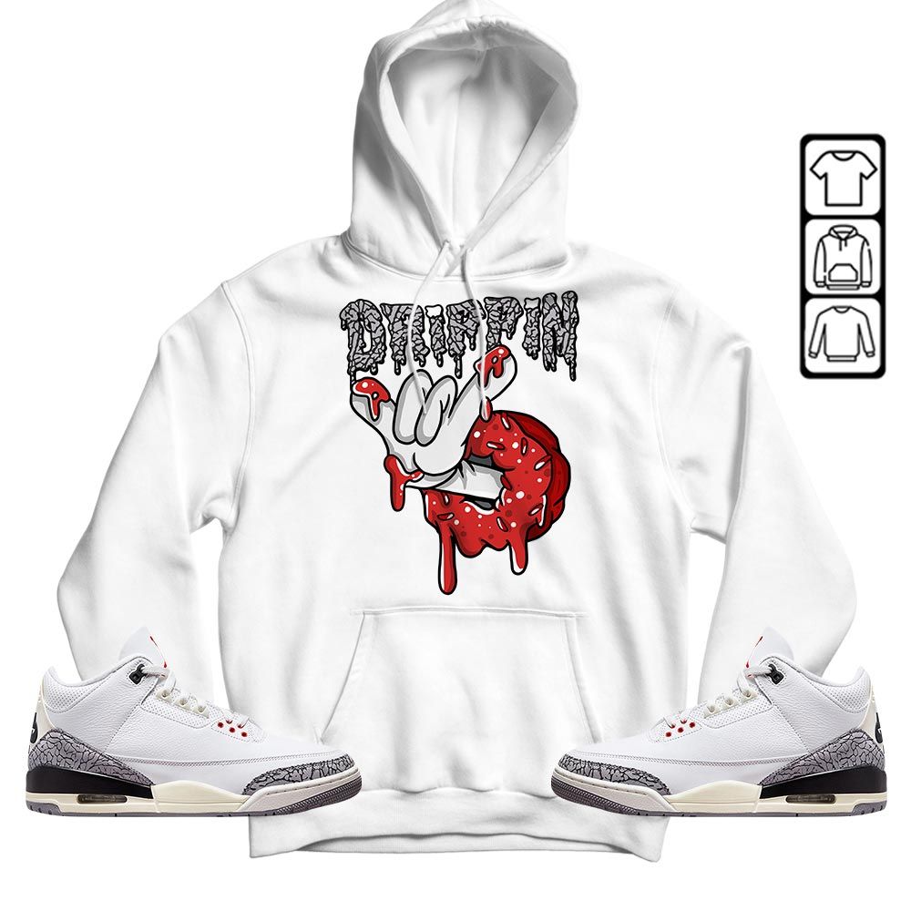 Drippin Donuts Sneaker Shirt Match White Cement 3s, Jordan Retro 3 White Cement MKO T-Shirt