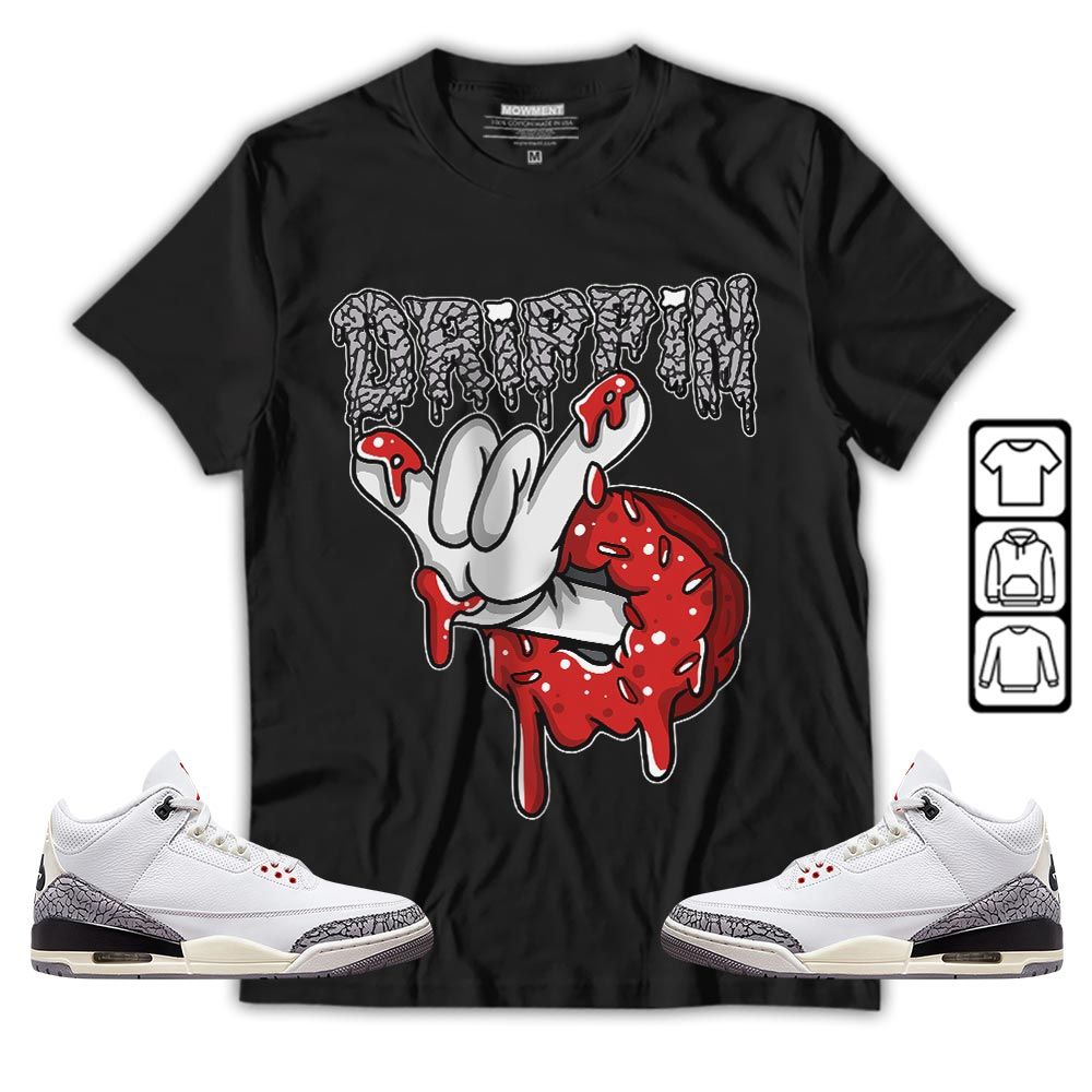 Drippin Donuts Sneaker Shirt Match White Cement 3s, Jordan Retro 3 White Cement MKO T-Shirt Drippin Donuts Sneaker Shirt Match White Cement 3s, Jordan Retro 3 White Cement MKO T-Shirt