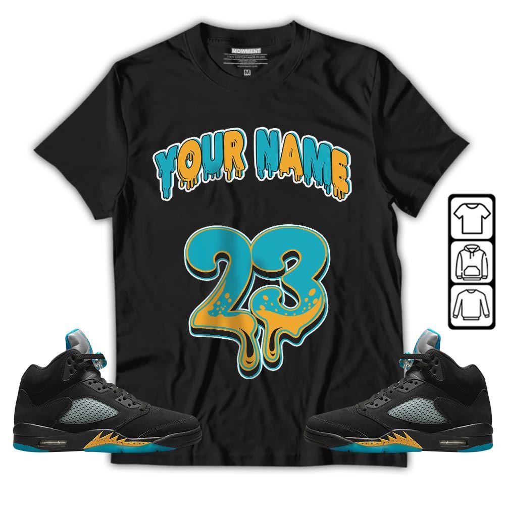 Dripping 23 Custom Sneaker Shirt Match 2023 Retro Aqua 5s, Jordan 5 Aqua MKO T-Shirt