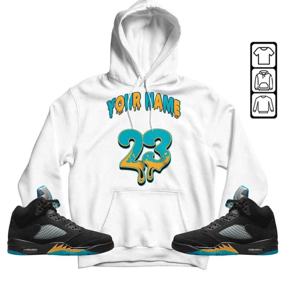 Dripping 23 Custom Sneaker Shirt Match 2023 Retro Aqua 5s, Jordan 5 Aqua MKO T-Shirt