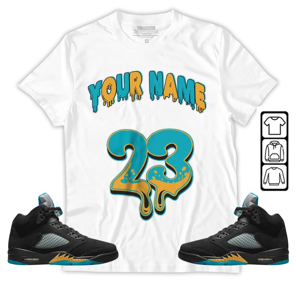 Dripping 23 Custom Sneaker Shirt Match 2023 Retro Aqua 5s, Jordan 5 Aqua MKO T-Shirt Dripping 23 Custom Sneaker Shirt Match 2023 Retro Aqua 5s, Jordan 5 Aqua MKO T-Shirt