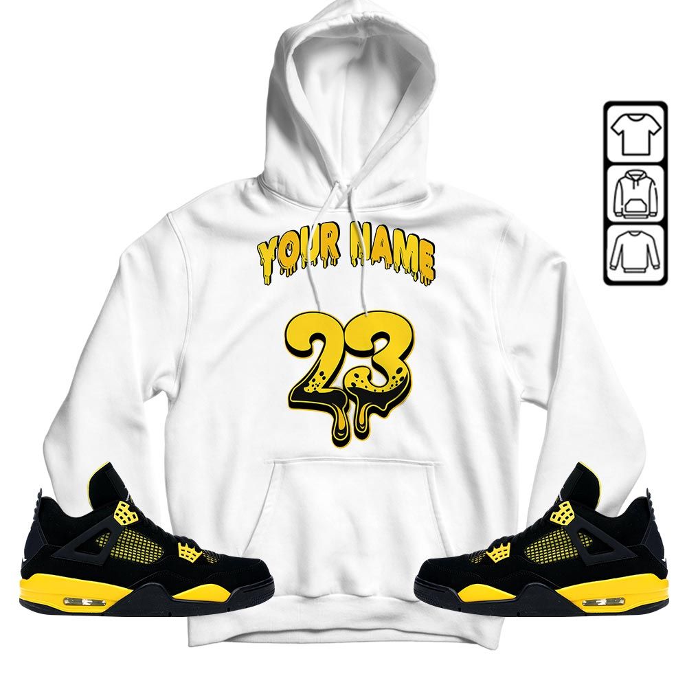 Dripping 23 Custom Sneaker Shirt Match 2023 Thunder 4s, Jordan Retro 4 Thunder MKO T-Shirt