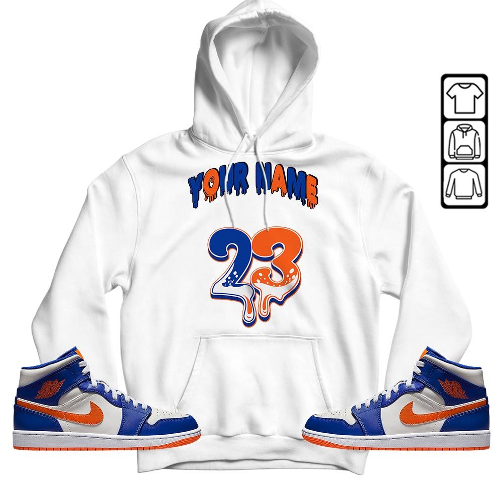 Dripping 23 Custom Sneaker Shirt Match Mid Knicks 1s, Jordan 1 Mid Knicks MKO T-Shirt