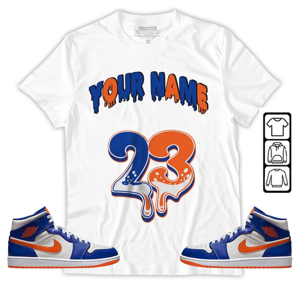 Dripping 23 Custom Sneaker Shirt Match Mid Knicks 1s, Jordan 1 Mid Knicks MKO T-Shirt Dripping 23 Custom Sneaker Shirt Match Mid Knicks 1s, Jordan 1 Mid Knicks MKO T-Shirt
