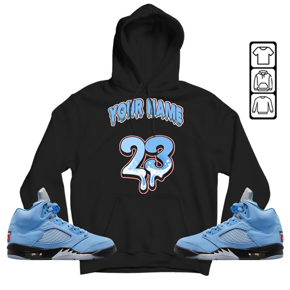 Dripping 23 Custom Sneaker Shirt Match Retro University Blue 5s, Jordan 5 University Blue MKO T-Shirt Dripping 23 Custom Sneaker Shirt Match Retro University Blue 5s, Jordan 5 University Blue MKO T-Shirt