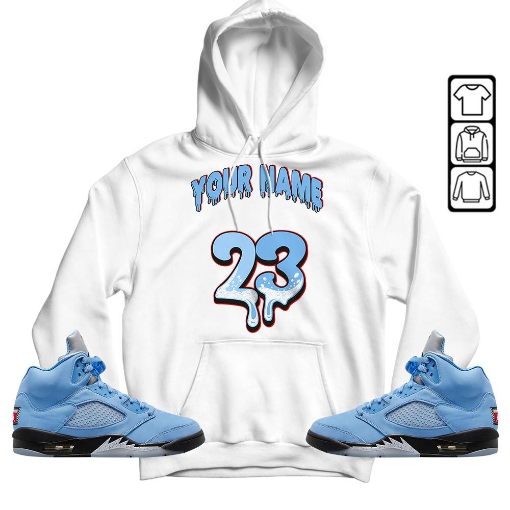Dripping 23 Custom Sneaker Shirt Match Retro University Blue 5s, Jordan 5 University Blue MKO T-Shirt