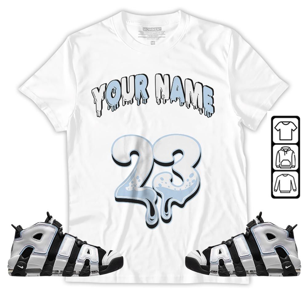 Dripping 23 Custom Sneaker Shirt Match Uptempo Cobalt Bliss, Air More Uptempo Cobalt Bliss MKO T-Shirt