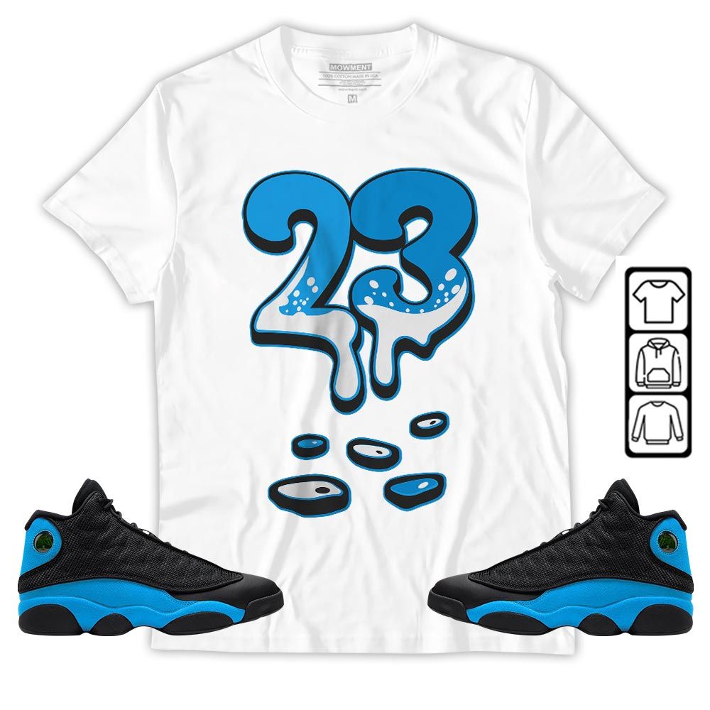 Dripping 23 Sneaker Shirt Match Black University Blue 13s, Jordan 13 Black University Blue 2022 MKO T-Shirt Dripping 23 Sneaker Shirt Match Black University Blue 13s, Jordan 13 Black University Blue 2022 MKO T-Shirt