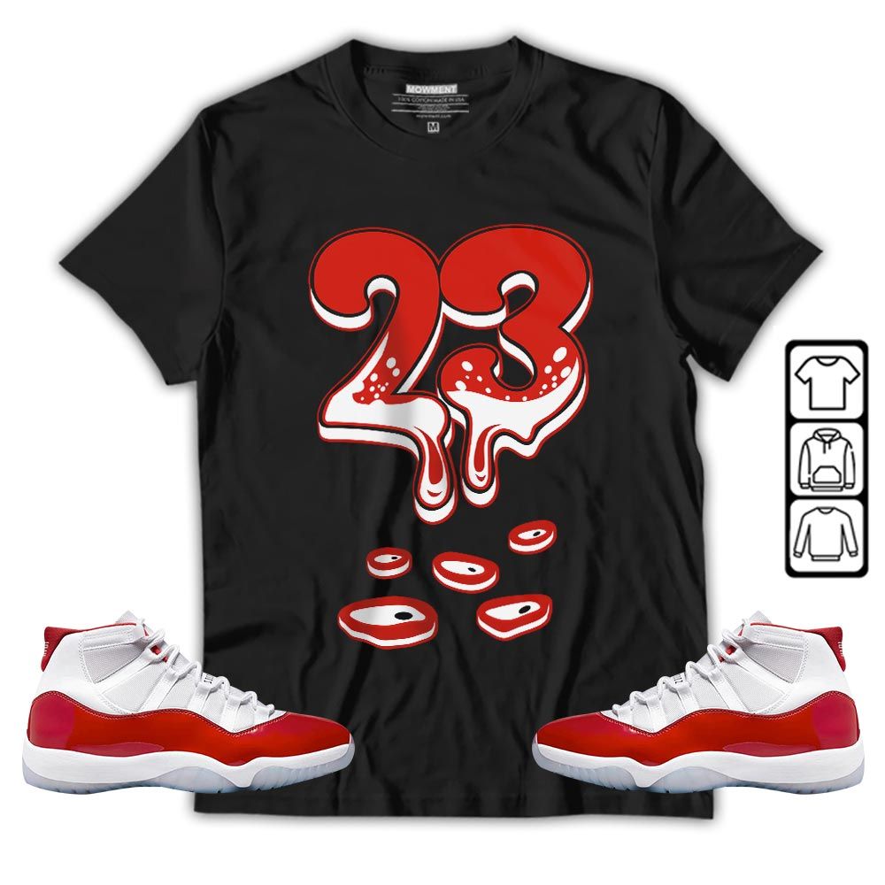 Dripping 23 Sneaker Shirt Match Cherry 11s, Jordan 11 Retro Cherry MKO T-Shirt Dripping 23 Sneaker Shirt Match Cherry 11s, Jordan 11 Retro Cherry MKO T-Shirt