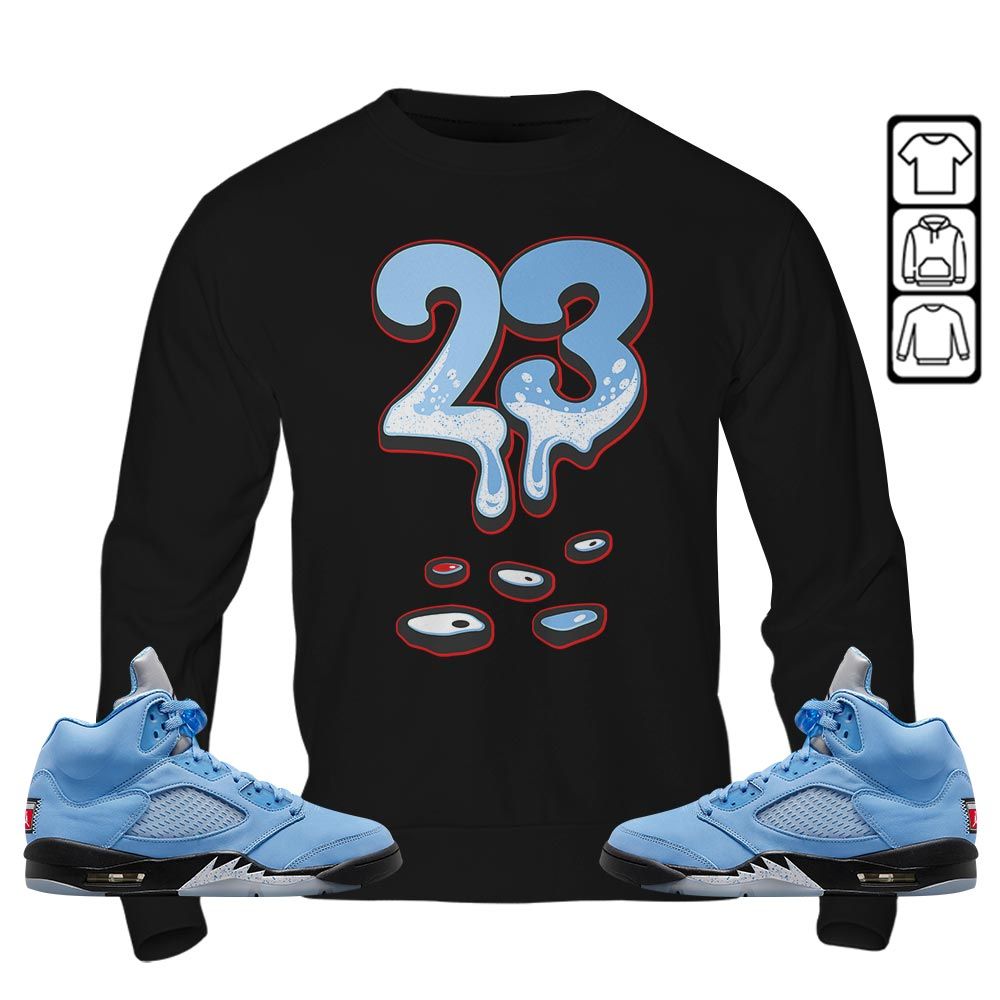 Dripping 23 Sneaker Shirt Match Retro University Blue 5s, Jordan 5 University Blue MKO T-Shirt Dripping 23 Sneaker Shirt Match Retro University Blue 5s, Jordan 5 University Blue MKO T-Shirt