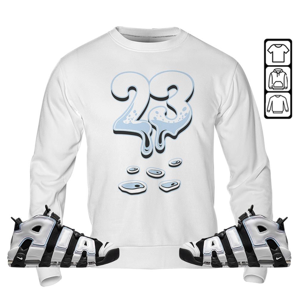 Dripping 23 Sneaker Shirt Match Uptempo Cobalt Bliss, Air More Uptempo Cobalt Bliss MKO Sweatshirt