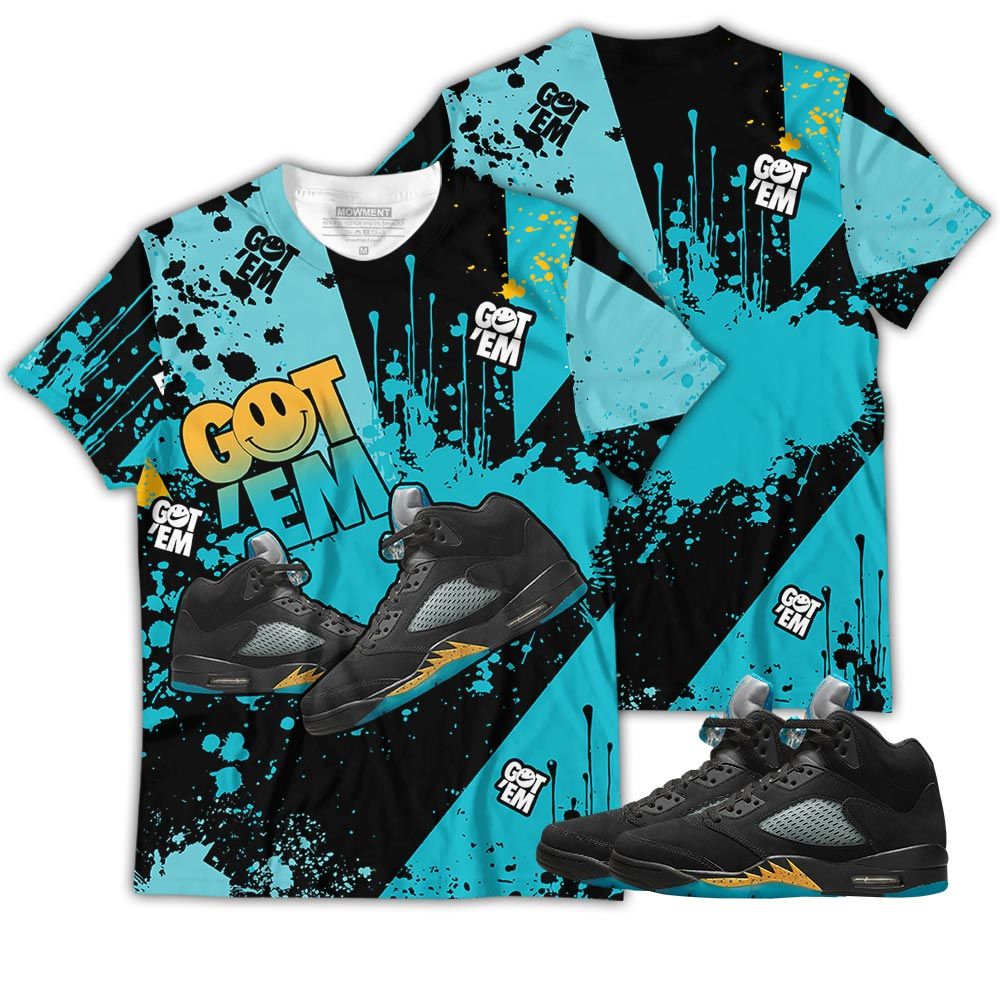 Dripping Got Em Shoes Smile Sneaker Shirt Match 2023 Retro Aqua 5S, Jordan 5 Aqua Hoodie Sweatshirt Tee All Over Print MKO Shirt Dripping Got Em Shoes Smile Sneaker Shirt Match 2023 Retro Aqua 5S, Jordan 5 Aqua Hoodie Sweatshirt Tee All Over Print MKO Shirt