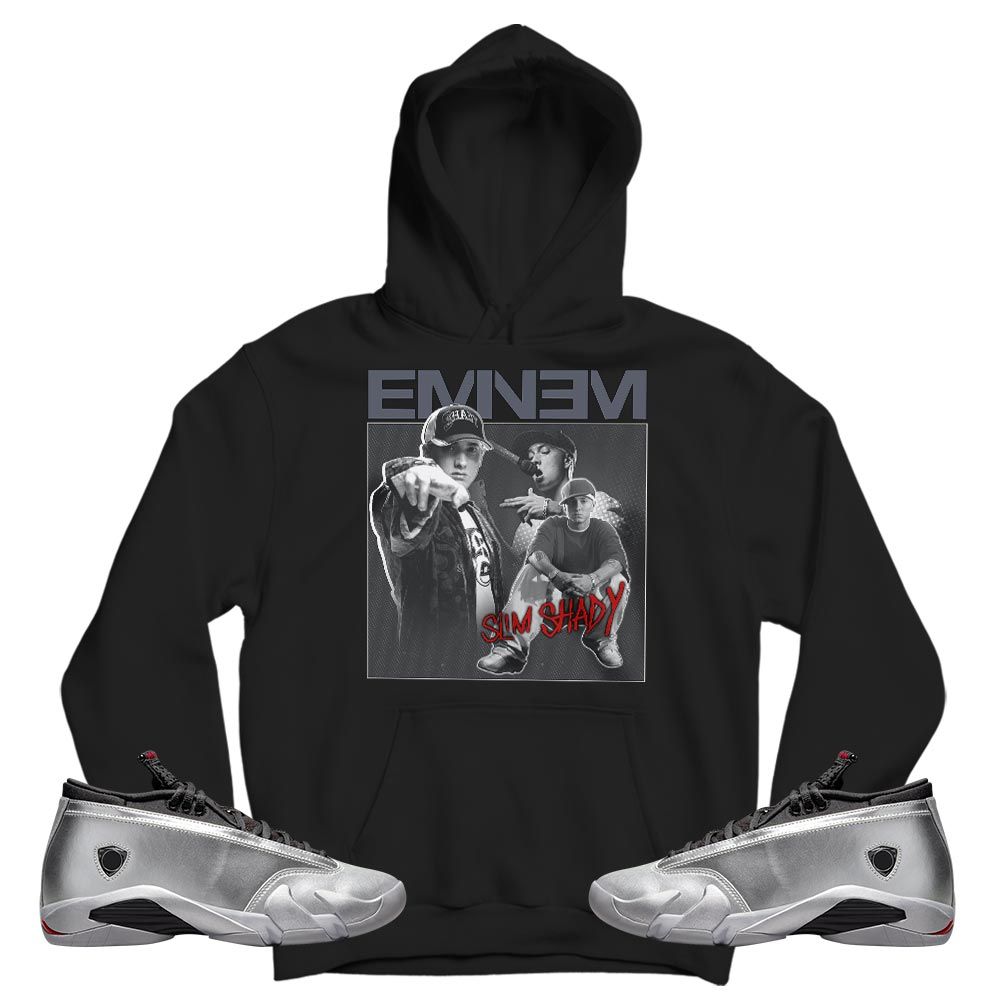 Eminem Sneaker Shirt Match 14 Low Metallic Silver, Jordan 14 Metallic Silver MKO T-Shirt