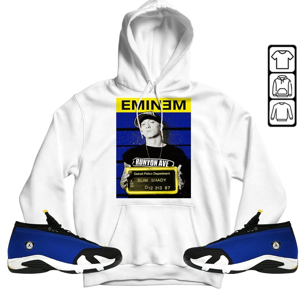 Eminem Sneaker Shirt Match 2023 Blue Laney 14s, Jordan 14 Laney MKO Hoodie Eminem Sneaker Shirt Match 2023 Blue Laney 14s, Jordan 14 Laney MKO Hoodie
