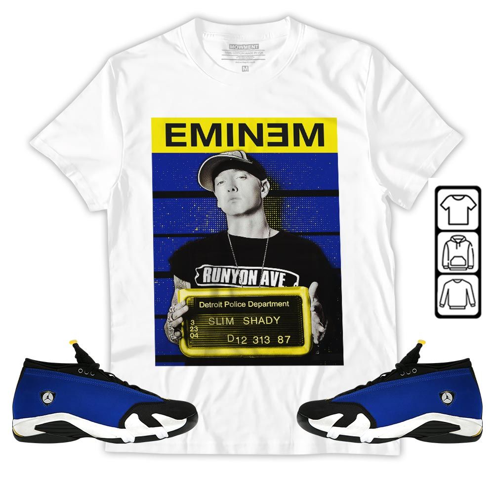 Eminem Sneaker Shirt Match 2023 Blue Laney 14s, Jordan 14 Laney MKO T-Shirt Eminem Sneaker Shirt Match 2023 Blue Laney 14s, Jordan 14 Laney MKO T-Shirt