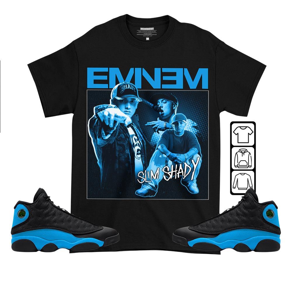 Eminem Sneaker Shirt Match Black University Blue 13s, Jordan 13 Black University Blue 2022 MKO T-Shirt Eminem Sneaker Shirt Match Black University Blue 13s, Jordan 13 Black University Blue 2022 MKO T-Shirt
