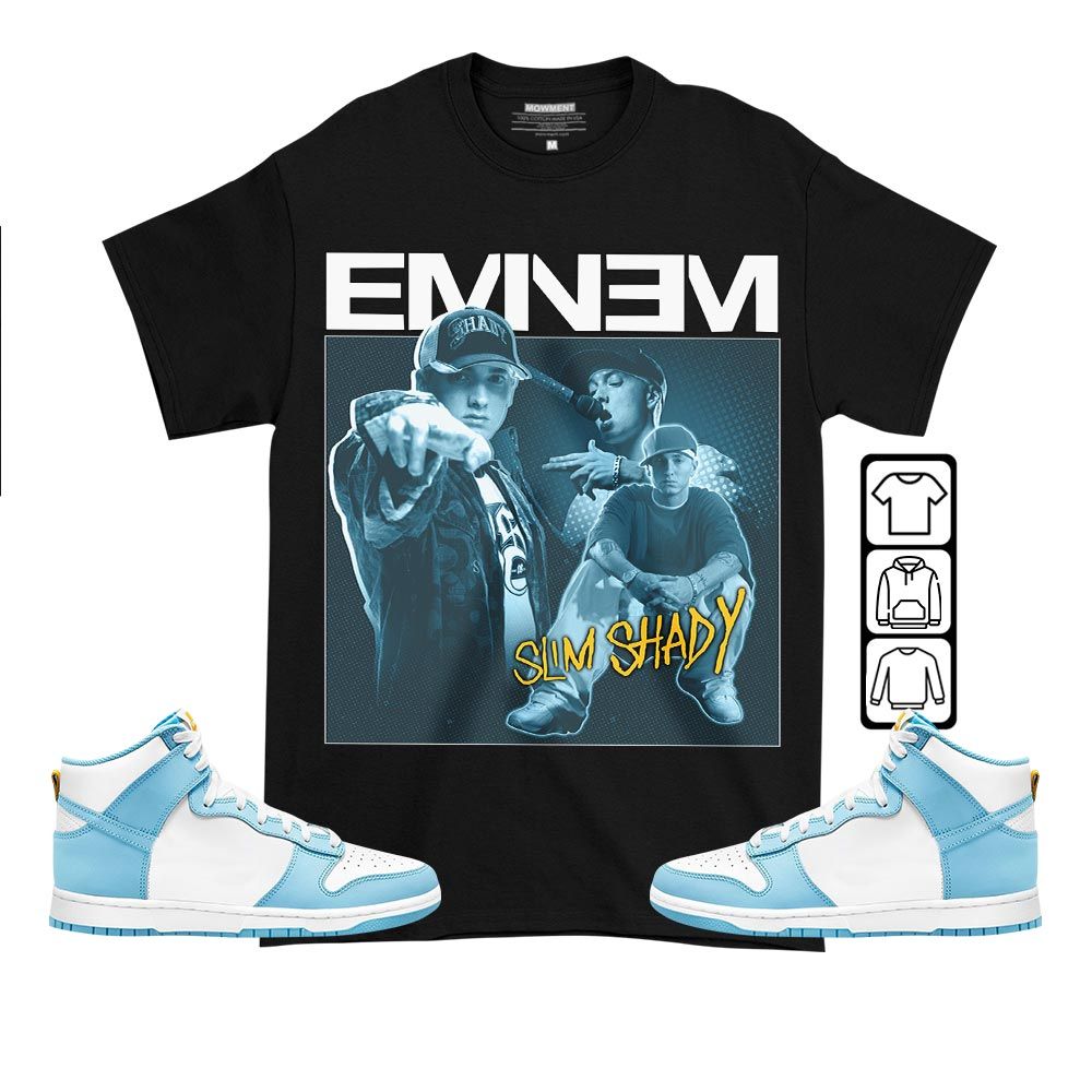 Eminem Sneaker Shirt Match Dunk High Blue Chill, Dunk High Homer Simpson MKO T-Shirt Eminem Sneaker Shirt Match Dunk High Blue Chill, Dunk High Homer Simpson MKO T-Shirt