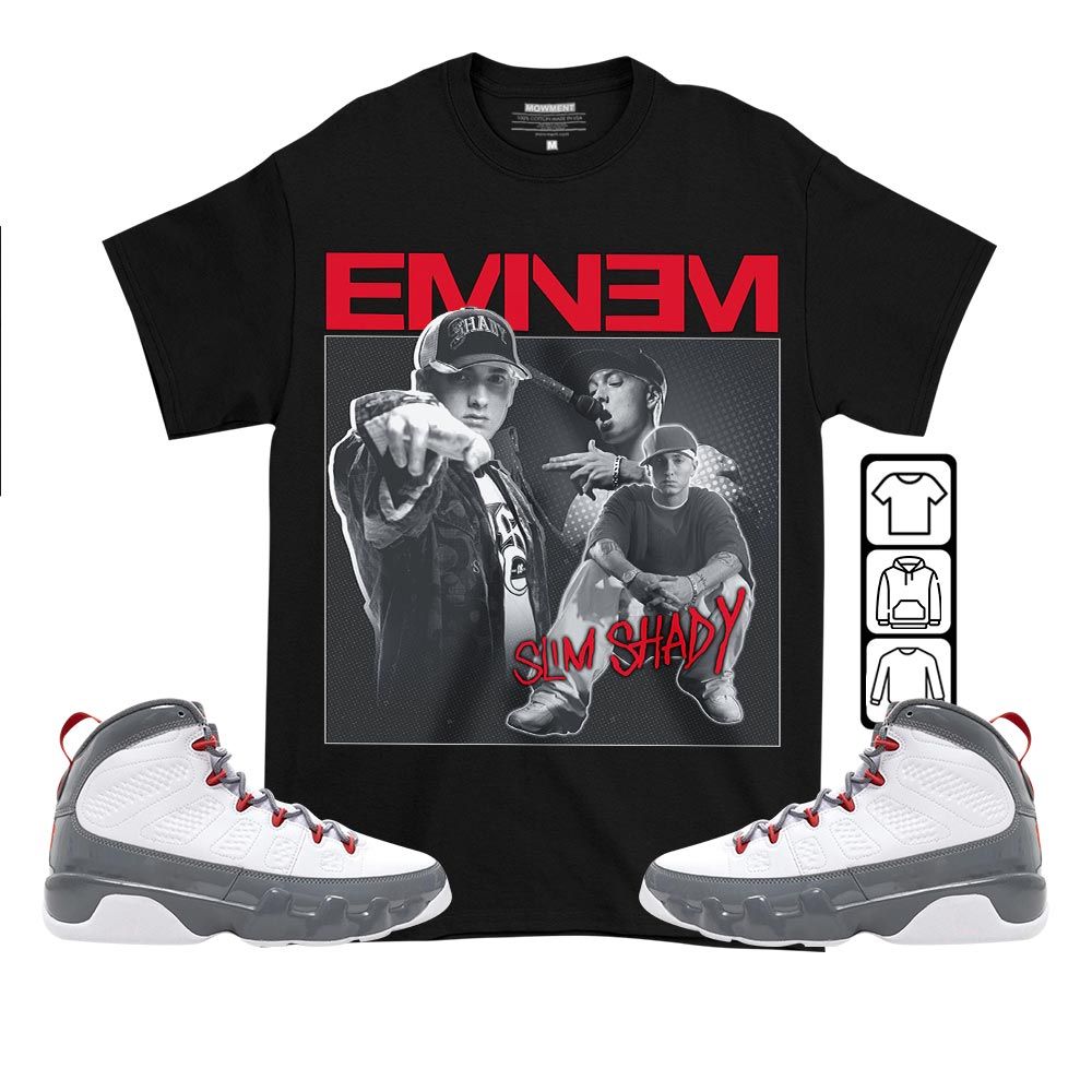 Eminem Sneaker Shirt Match Fire Red 9s, Jordan 9 Retro Fire Red MKO T-Shirt
