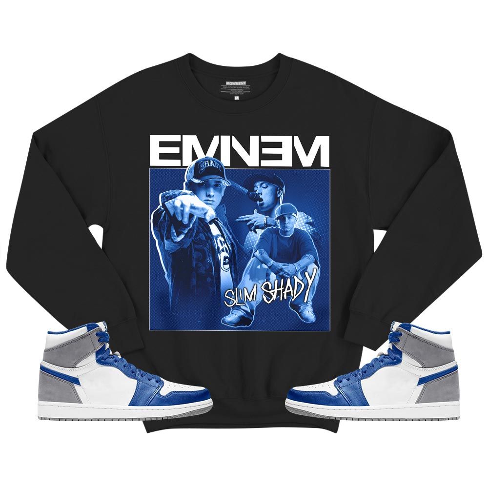 Eminem Sneaker Shirt Match True Blue 1s, Jordan 1 High OG True Blue MKO T-Shirt Eminem Sneaker Shirt Match True Blue 1s, Jordan 1 High OG True Blue MKO T-Shirt