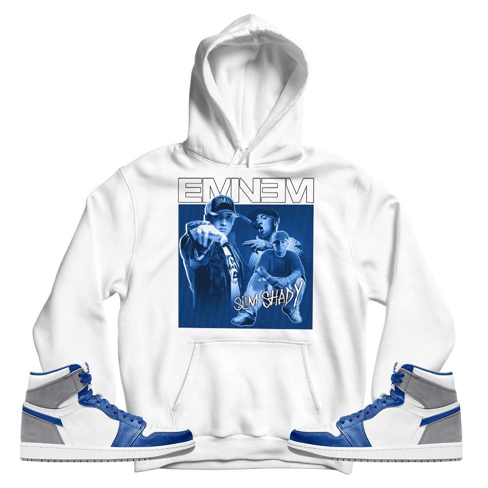 Eminem Sneaker Shirt Match True Blue 1s, Jordan 1 High OG True Blue MKO T-Shirt Eminem Sneaker Shirt Match True Blue 1s, Jordan 1 High OG True Blue MKO T-Shirt