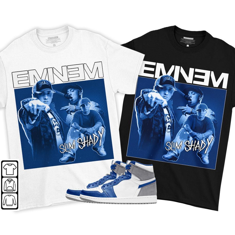 Eminem Sneaker Shirt Match True Blue 1s, Jordan 1 High OG True Blue MKO T-Shirt Eminem Sneaker Shirt Match True Blue 1s, Jordan 1 High OG True Blue MKO T-Shirt