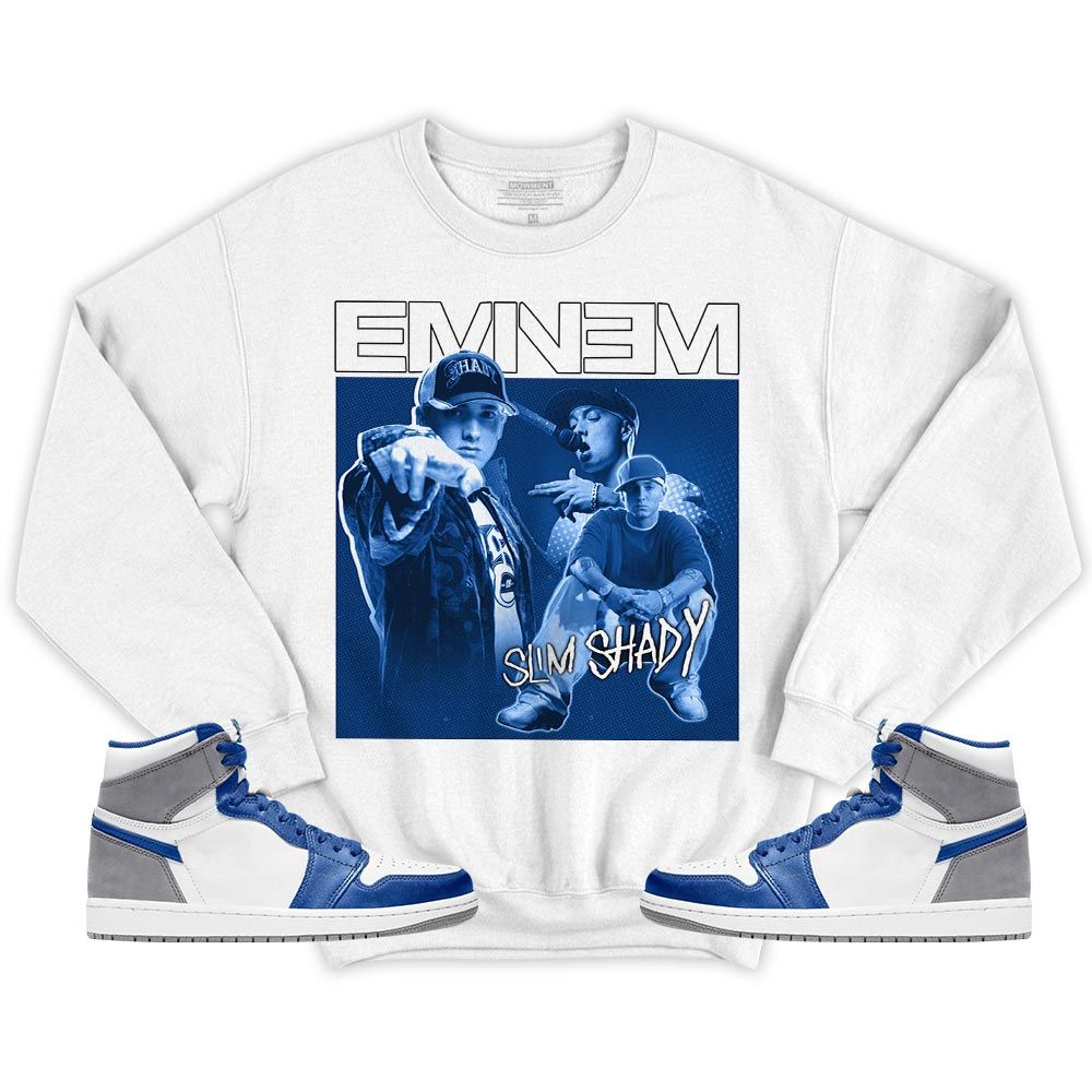 Eminem Sneaker Shirt Match True Blue 1s, Jordan 1 High OG True Blue MKO T-Shirt Eminem Sneaker Shirt Match True Blue 1s, Jordan 1 High OG True Blue MKO T-Shirt