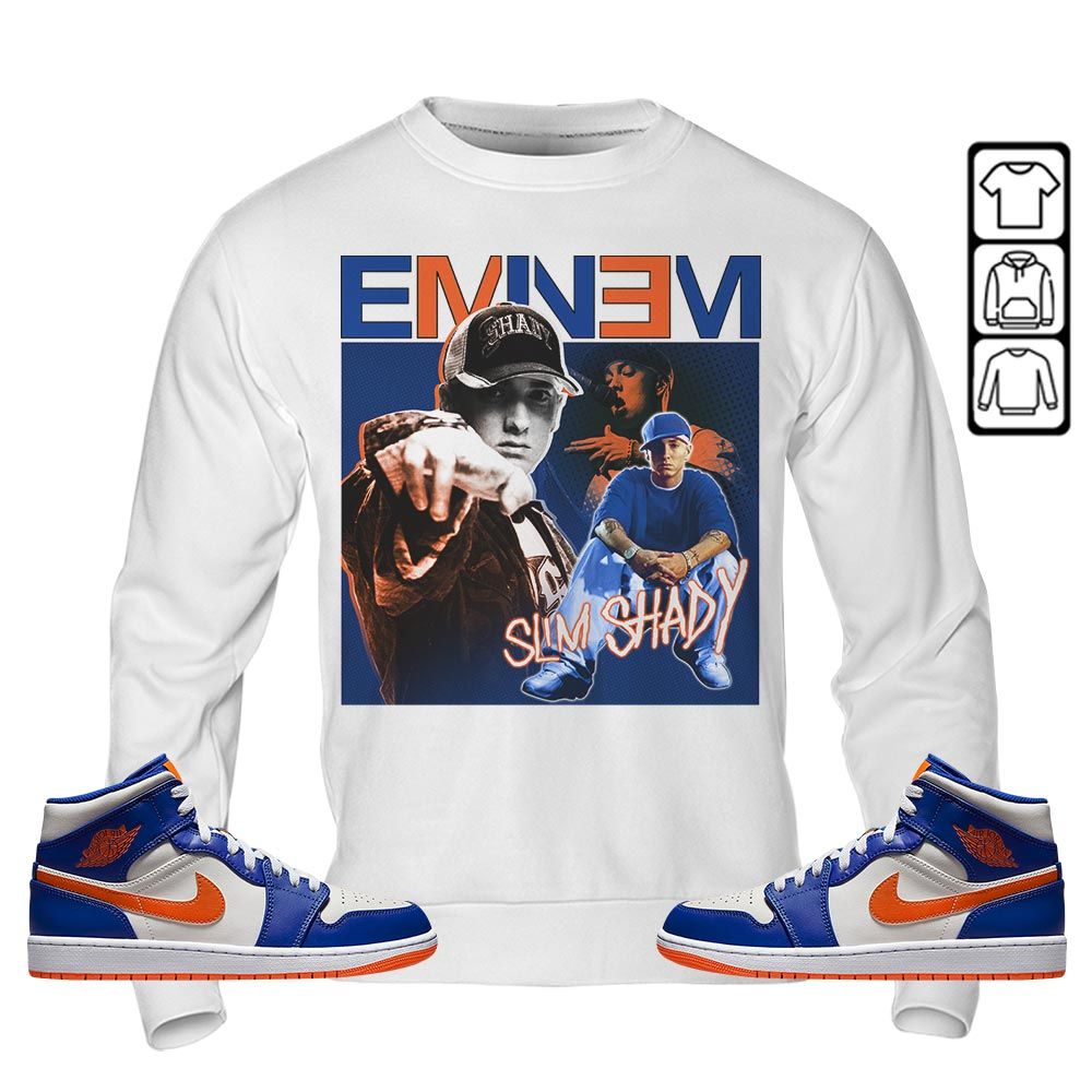 Eminem2 Sneaker Shirt Match Mid Knicks 1s, Jordan 1 Mid Knicks MKO Sweatshirt Eminem2 Sneaker Shirt Match Mid Knicks 1s, Jordan 1 Mid Knicks MKO Sweatshirt