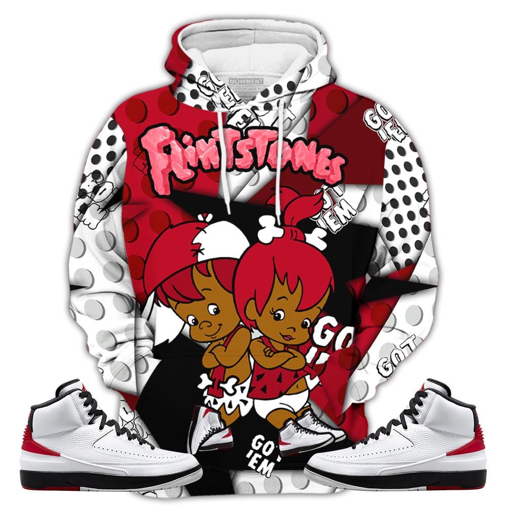 Flintstones Cute Got Em Sneaker Shirt Match 2 Chicago Varsity Red, Jordan Retro 2 Chicago Hoodie Sweatshirt Tee All Over Print MKO Shirt