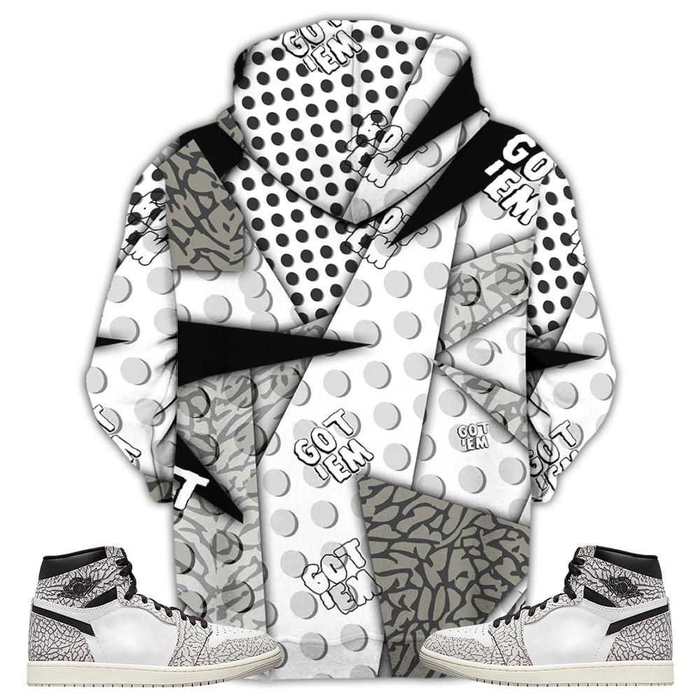 Flintstones Cute Got Em Sneaker Shirt Match Og Elephant 1S, Jordan 1 White Cement Hoodie Sweatshirt Tee All Over Print MKO Shirt