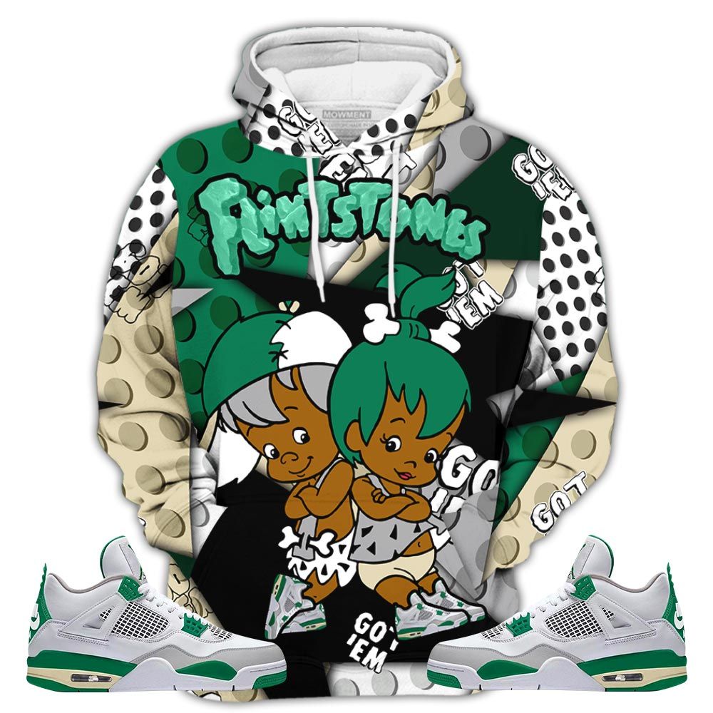 Flintstones Cute Got Em Sneaker Shirt Match Retro Pine Green 4S, Jordan 4 Pine Green Hoodie Sweatshirt Tee All Over Print MKO Shirt
