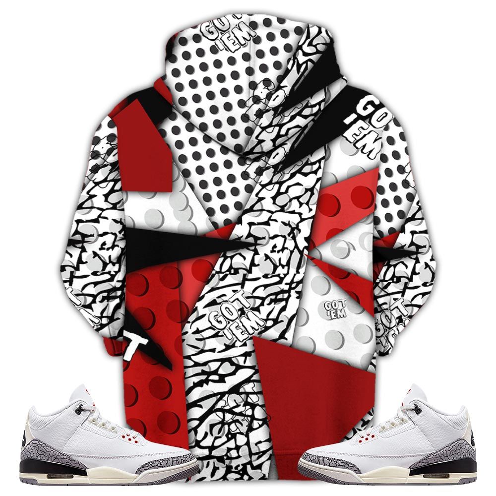 Flintstones Cute Got Em Sneaker Shirt Match White Cement 3S, Jordan Retro 3 White Cement Hoodie Sweatshirt Tee All Over Print MKO Shirt