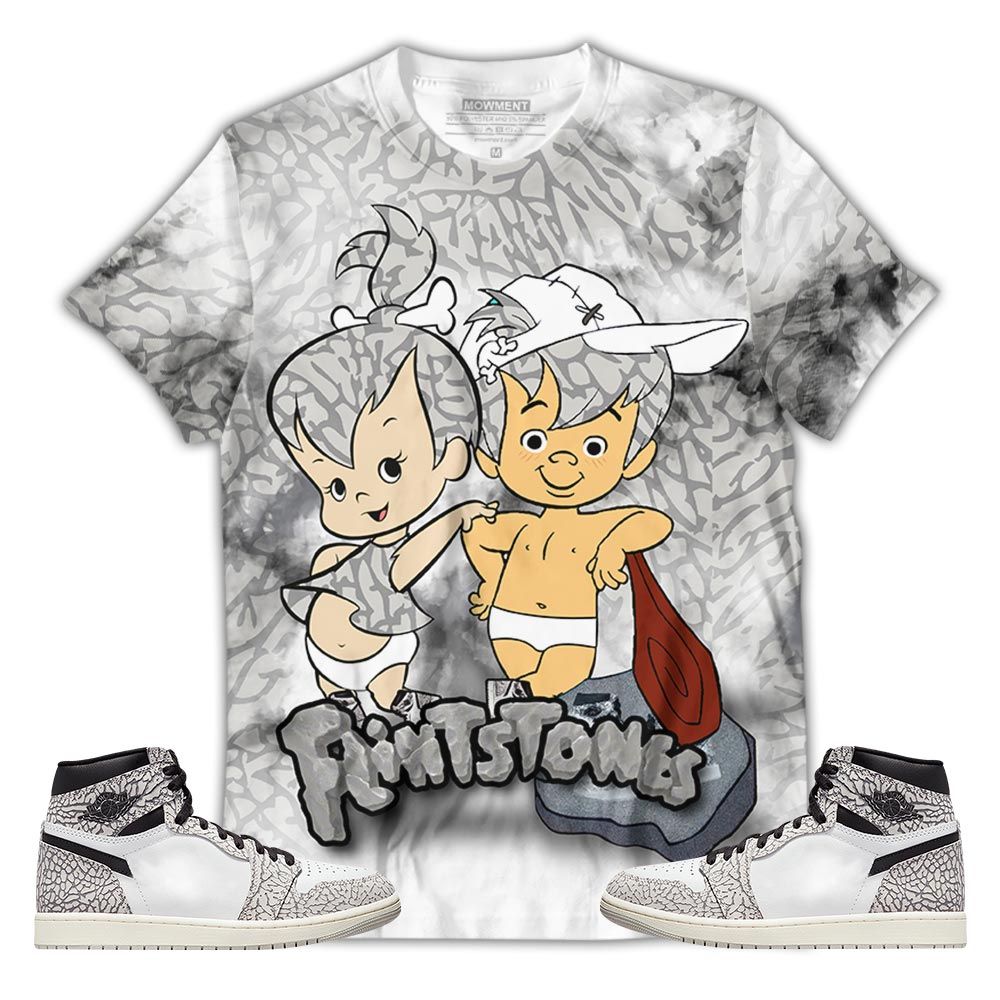 Flintstones Tiedye Sneaker Shirt Match Og Elephant 1S, Jordan 1 White Cement Hoodie Sweatshirt Tee All Over Print MKO Shirt